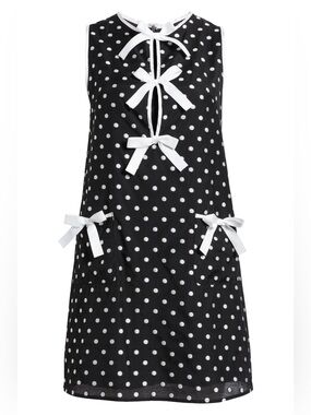 Sister Jane Contrast Bow Polka Dot Dress in Black White